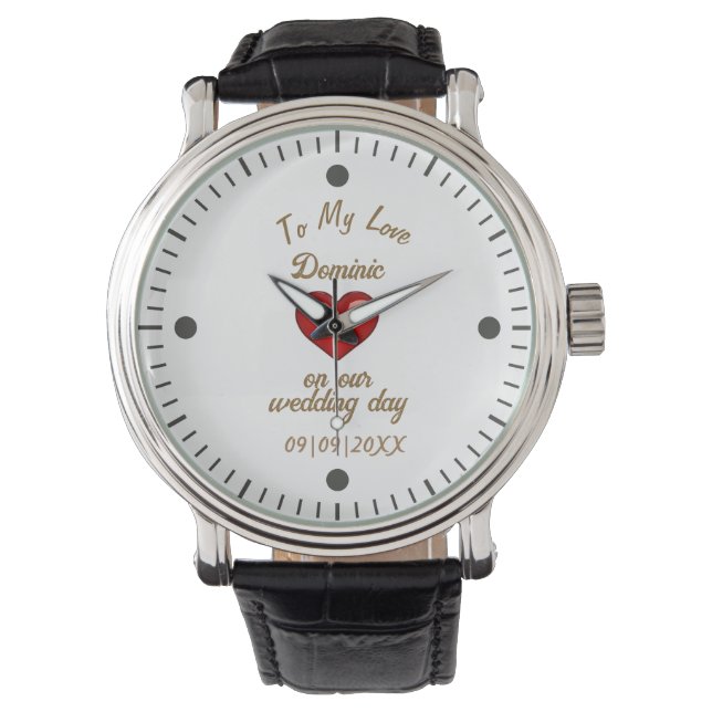 Grooms Bröllopsdag Keepsaké Armbandsur (Framsida)