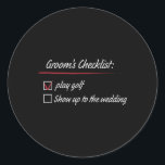 Groom's Checklist Golf Wedding  Runt Klistermärke<br><div class="desc">Groom's Checklist Golf Wedding</div>