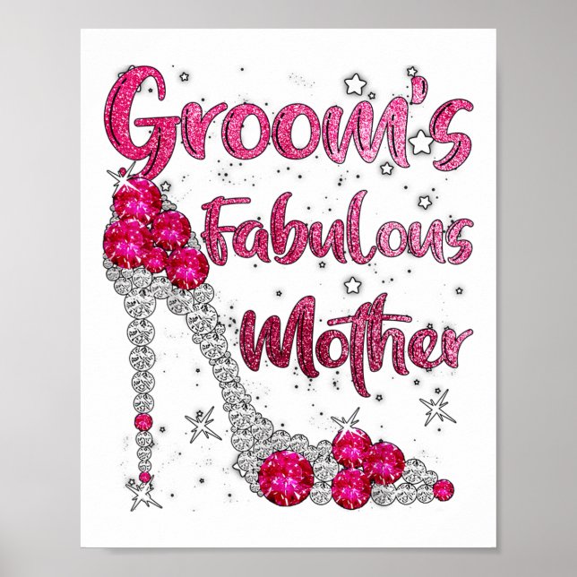 Grooms Fabulous Mor Lycklig Bröllop Marry Gift Poster (Framsidan)