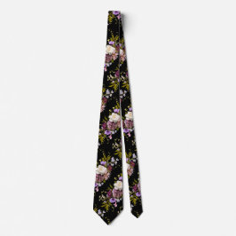 Grooms Lila Blommigt Bouquet on Black Slips