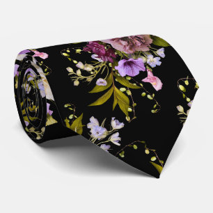 Grooms Lila Blommigt Bouquet on Black Slips