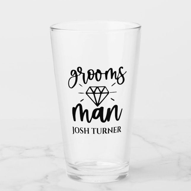 Grooms Man anpassningsbar typography bröllop Glaskopp (Framsida)