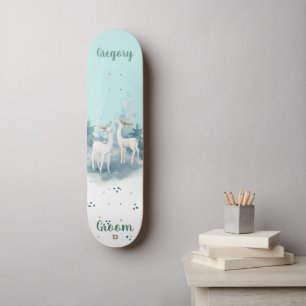 Grooms Mint med vit Hjort Dd Brand Mini Skateboard Bräda 18,5 Cm