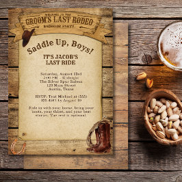 Grooms sista Rodeo Saddle Up Boys Bachelor Party Inbjudningar