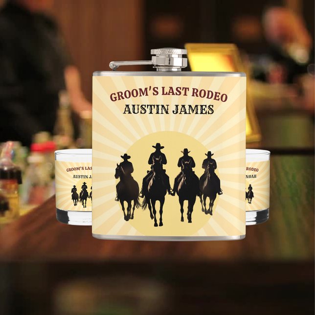 Grooms sista Rodeo Sunset Groom's Bachelor Party Fickplunta (Groom’s Last Rodeo Sunset Groom's Bachelor Party Flask)
