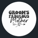 Grooms sköna Mor Groovy Mamma i Groom Runt Klistermärke<br><div class="desc">Grooms sköna Mor Groovy Mamma i Groom</div>