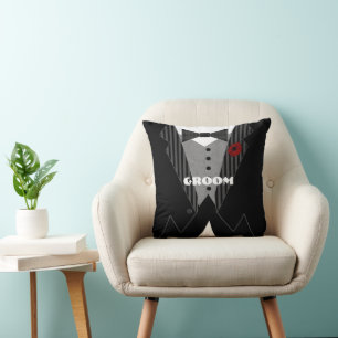 Grooms Tuxedo Pillow-select Flower Färg Kudde