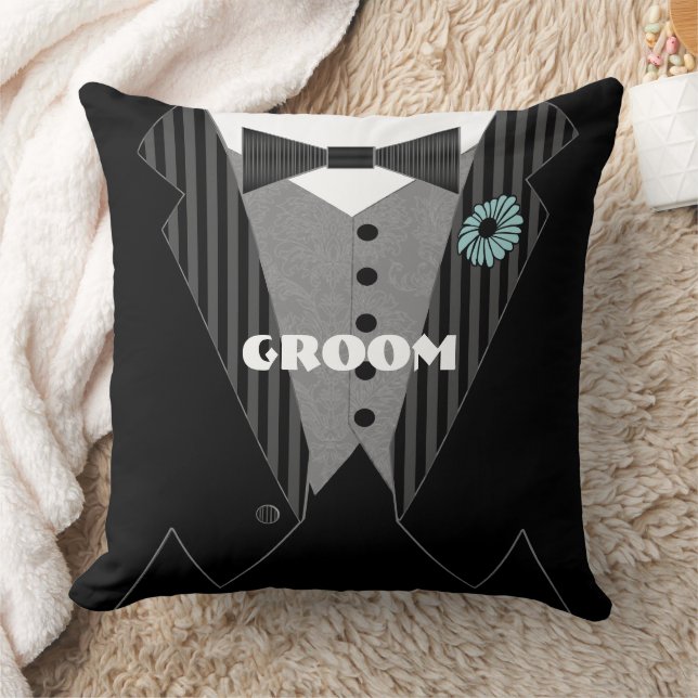Grooms Tuxedo Välj Flower Färg Kudde (Filt)