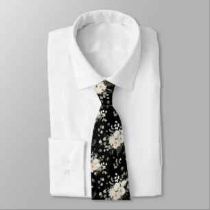 Grooms White Bröllop Blommigt Bouquet på Black Slips
