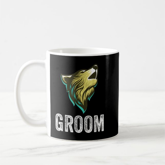 Grooms Wolf Bachelor Wedding Groomsmen Team Party  Kaffemugg (Vänster)