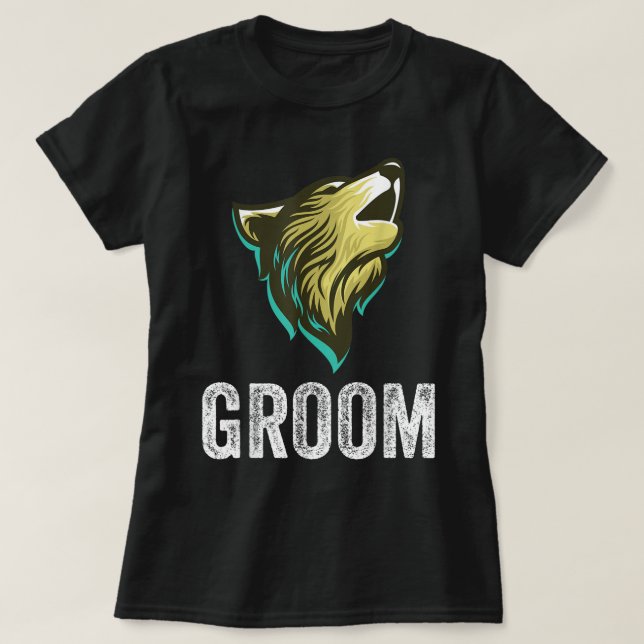 Grooms Wolf Bachelor Wedding Groomsmen Team Party  T Shirt (Design framsida)