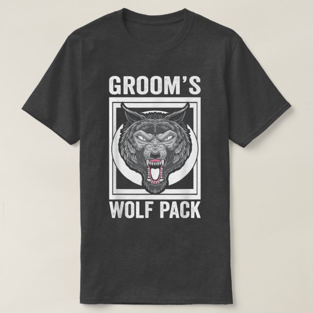 Grooms Wolfpack Bachelor Party Groomsmen Wedding T Shirt (Design framsida)