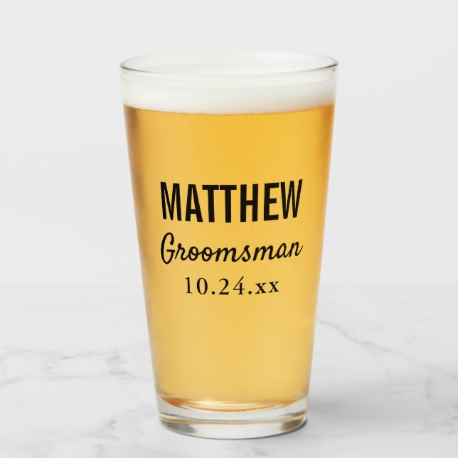 Groomsman Bachelor Party Wedding Favor Beer Pint Glaskopp (Framsida fylld)