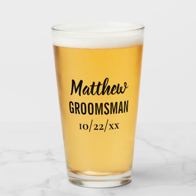 Groomsman Bachelor Party Wedding Favor Beer Pint Glaskopp (Framsida fylld)