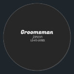 groomsman bachelorette party add name modern simpl runt klistermärke<br><div class="desc">design</div>