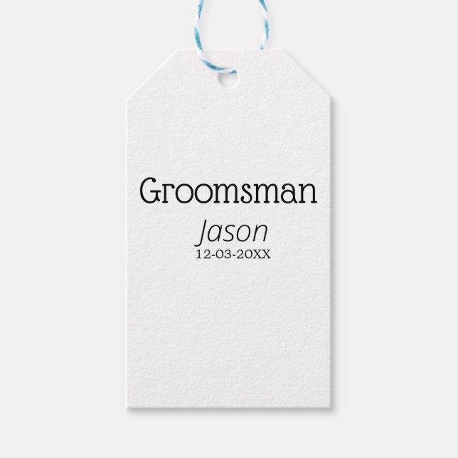 Groomsman bachelorette Party add namn modern simpe Presentetikett (Framsidan)
