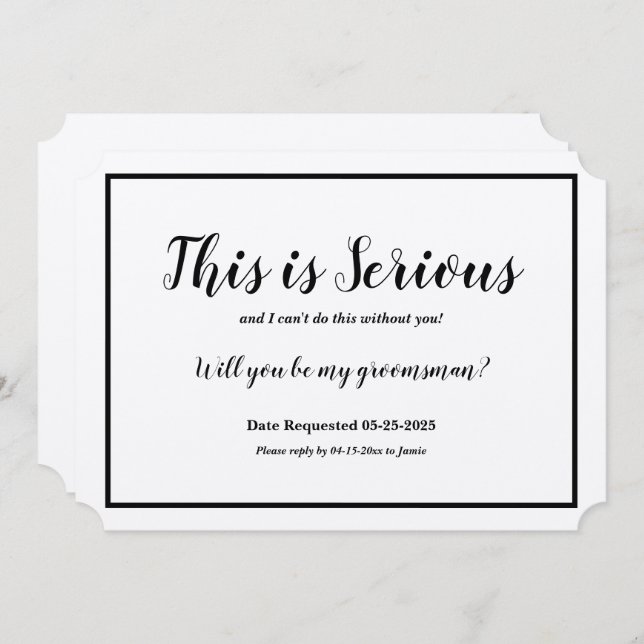 Groomsman-begäran Detta är allvarligt Inbjudningar (Fram/baksida)