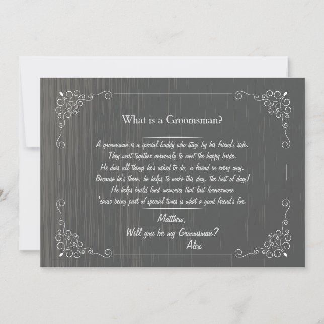 Groomsman-begärandekort, kontur inbjudningar (Framsida)