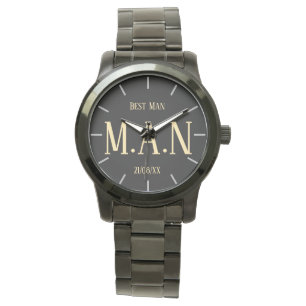 Groomsman Best Man Far Bride Groom Monogrammed Armbandsur