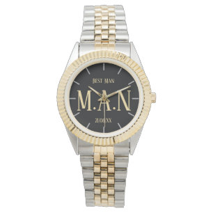 Groomsman Best Man Far Bride Groom Monogrammed Armbandsur