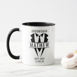 Groomsman Best Men Tuxedo Personlig Namn Coola Mugg