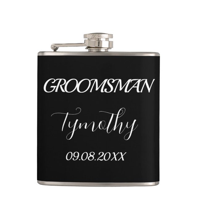 Groomsman Black Elegant Simple Gifts Bröllop Fickplunta (Framsidan)
