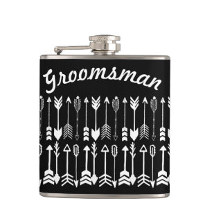 Groomsman Black med vit pil Mönster Fickplunta