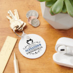 Groomsman Black Tie Blue White Nyckelring<br><div class="desc">Bröllop Groomsman Black Tie Keychain - Navy Blue Text</div>