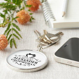 Groomsman Black Tie Premium Round Rund Silverfärgad Nyckelring