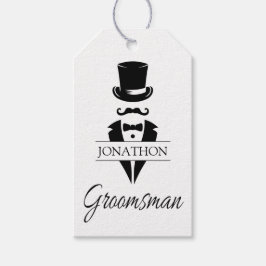 Groomsman Black Tie Tuxedo Top hat Namn Presentetikett