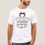 Groomsman Black Tuxedo Tie White T Shirt<br><div class="desc">Bröllop Groomsman Black Tuxedo Tie White T-Shirt</div>