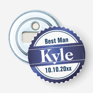 Groomsman Blue Bröllopsfest Monogram Flasköppnare