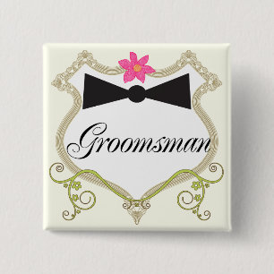 Groomsman Bow Tie Bröllop Badges Knapp