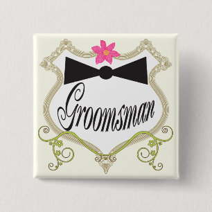 Groomsman BowTie Bröllop Badges Knapp
