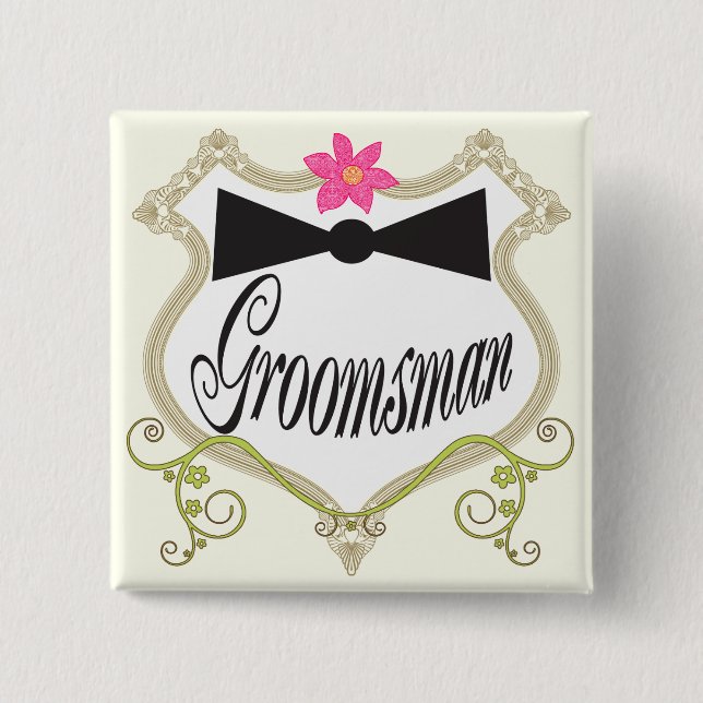 Groomsman BowTie Bröllop Badges Knapp (Framsida)