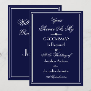 Groomsman Bröllop Anpassningsbar Elegant Blue Frie Inbjudningar