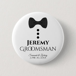 Groomsman Bröllop Button Namn bricka Knapp