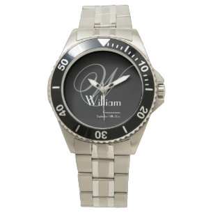 Groomsman Bröllop Gift Monogram Modern idrott Armbandsur