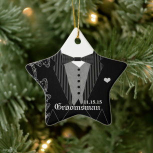 Groomsman Bröllop, julförmån för prydnadsföremål Julgransprydnad Keramik