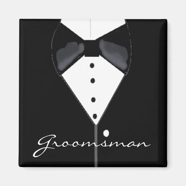 Groomsman Bröllop Tuxedo Magnet (Framsidan)