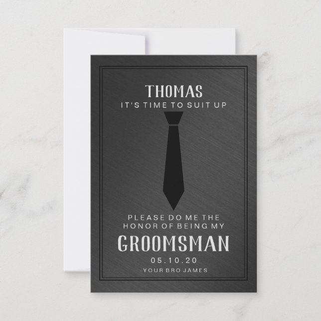 Groomsman Card - Black Tied II av svart Inbjudningar (Framsida)