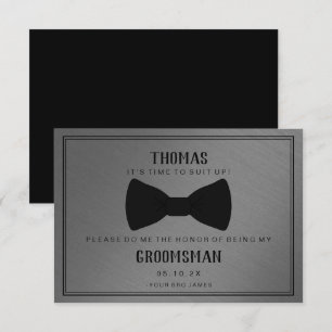 Groomsman Card - Black Tied III Mörk Grått Inbjudningar