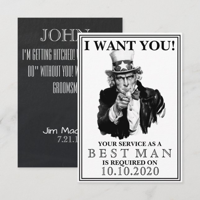 Groomsman eller Best Man Frieri inbjudan (Fram/baksida)