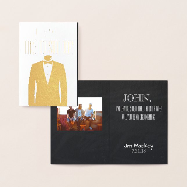 Groomsman eller Best Man Frieri inbjudan till Guld Folierat Kort (Display)