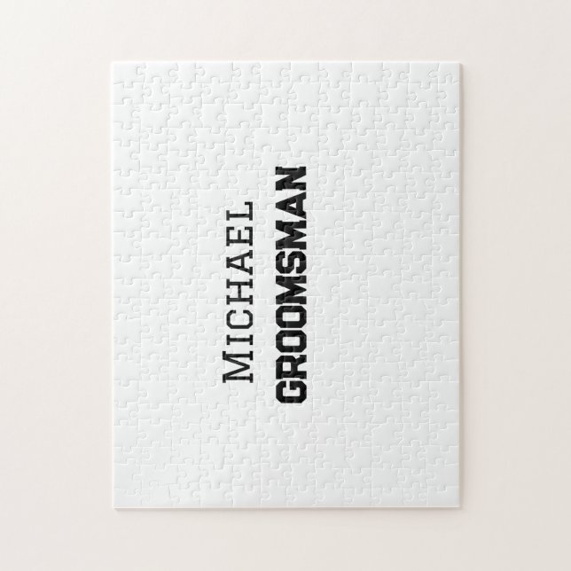 Groomsman, enkelt minimum add namn modern maskculi pussel (Vertikal)