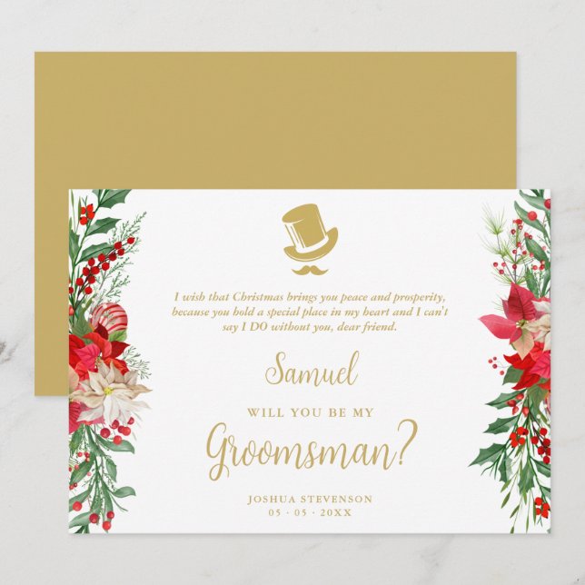 Groomsman Fancy Luxury Christmas Proposal Card (Fram/baksida)