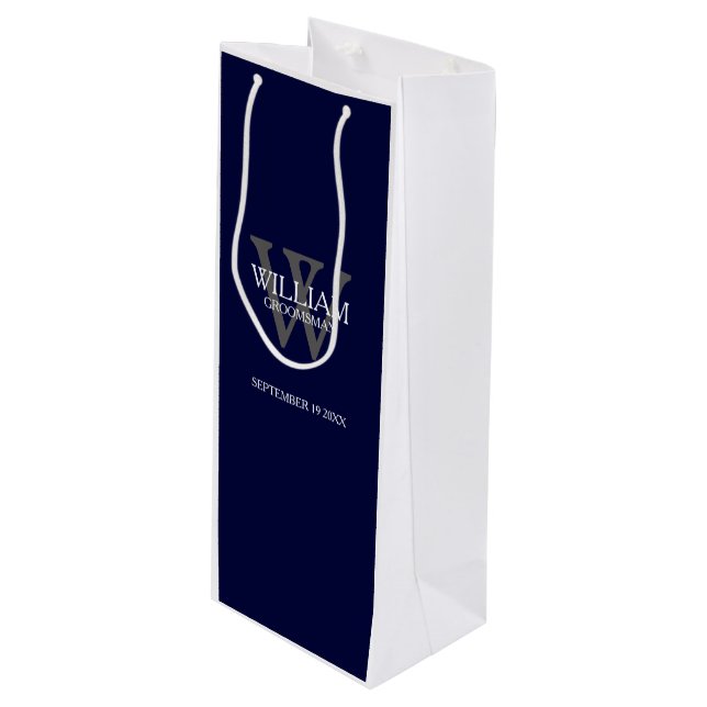 Groomsman Gift Anpassningsbar Modern Navy Blue (Framsidan Vinklad)