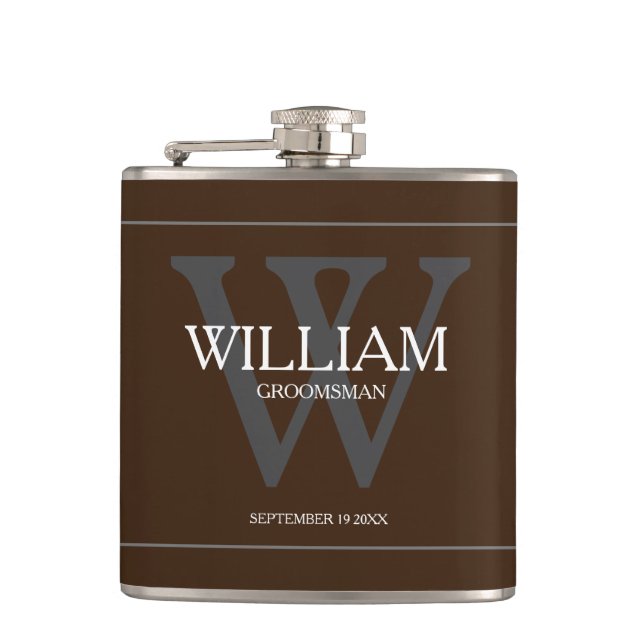 Groomsman Gift Bröllop Gift Rustic Chic Brown Fickplunta (Framsidan)