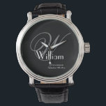 Groomsman Gift Elegant Monogram Initial Namn Coola Armbandsur<br><div class="desc">Groomsman Marskalkars Gift Elegant Monogram Initial Personlig Namn Coola Watch Klicka på Anpassa den här mallen om du vill anpassa den med ditt första monogram, namn och giftermål, snabbt och enkelt. Groomsman Gift Elegant Monogram Initial Namn Coola Watch är en del av Groomsman Gift-samlingen i denna butik. 30 dagars återbetalningsgaranti....</div>