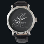Groomsman Gift Elegant Monogram och Namn Classic Armbandsur<br><div class="desc">Groomsman Marskalkars ger Elegant Monogram och Namn Classic Watch. Groomsman, vintagens första mongram, namn och den klassiska klockan. Lägger till den extra speciella beröringen till din Groomsman-gåva. Klicka på Anpassa den här mallen om du vill anpassa den med ditt monogramefternamn som första namn, ditt första namn och bröllop-datum snabbt och...</div>